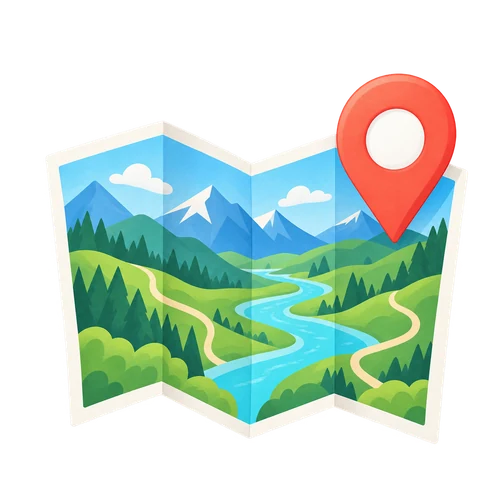 Illustrated map card for saving family trip ideas