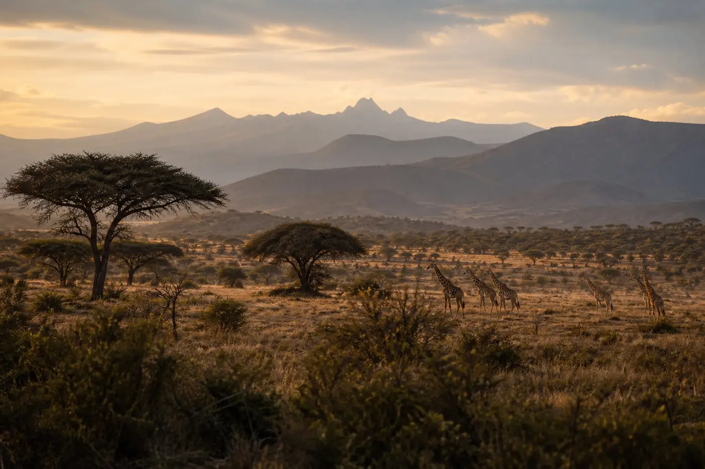Kenya safari landscape with wildlife country in the distance