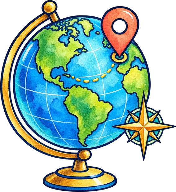Illustrated destination map for family travel